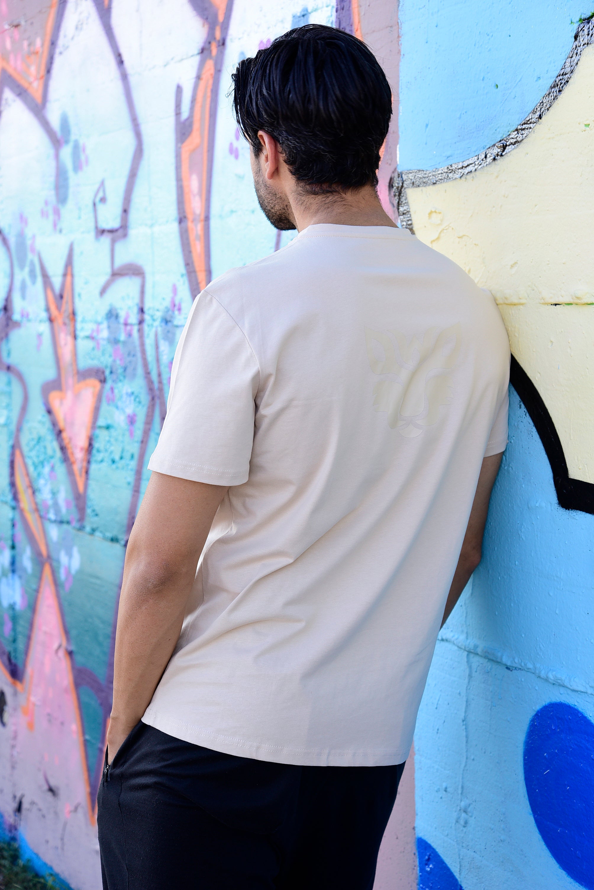 Round V-Neck T-Shirt - Cream