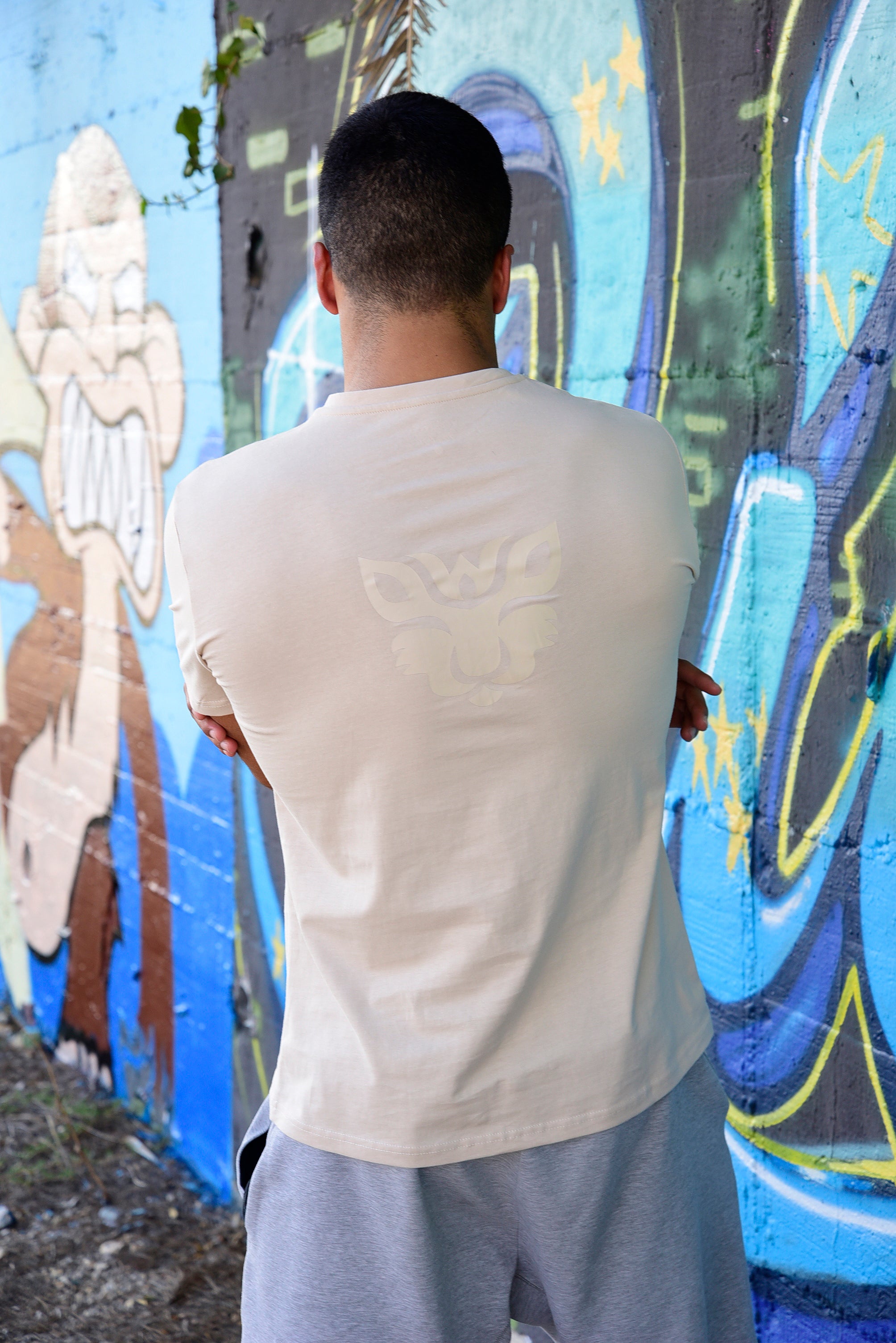 Round V-Neck T-Shirt - Cream