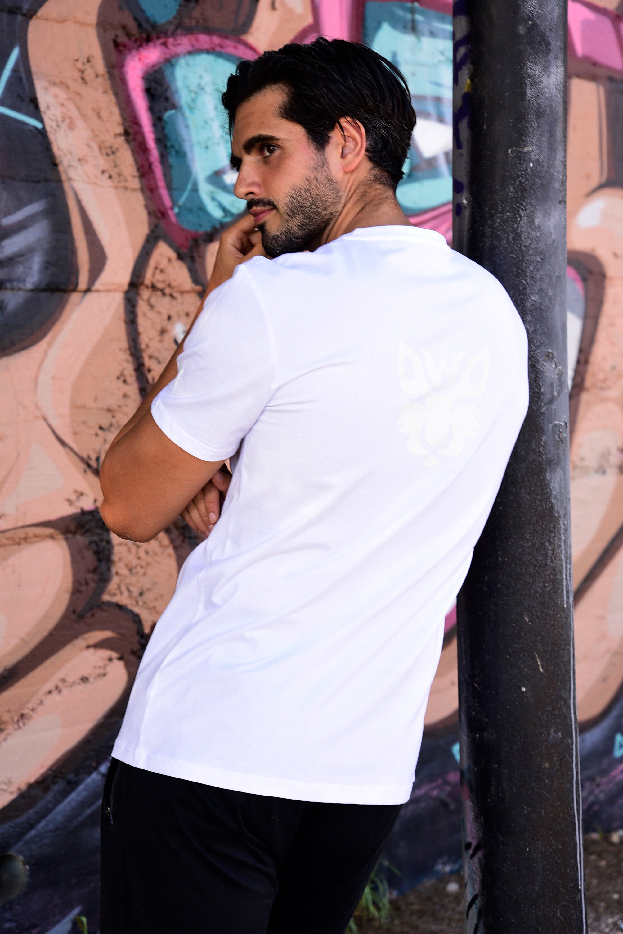 Round V-Neck T-Shirt - White